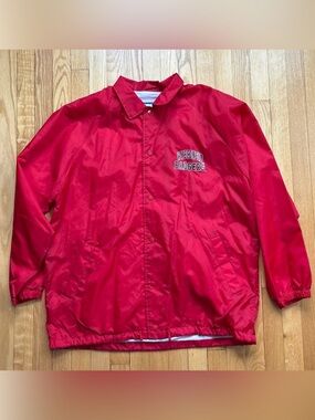 Vintage Wisconsin Badgers Logo 7 Men’s Full Button Windbreaker Jacket Large Red